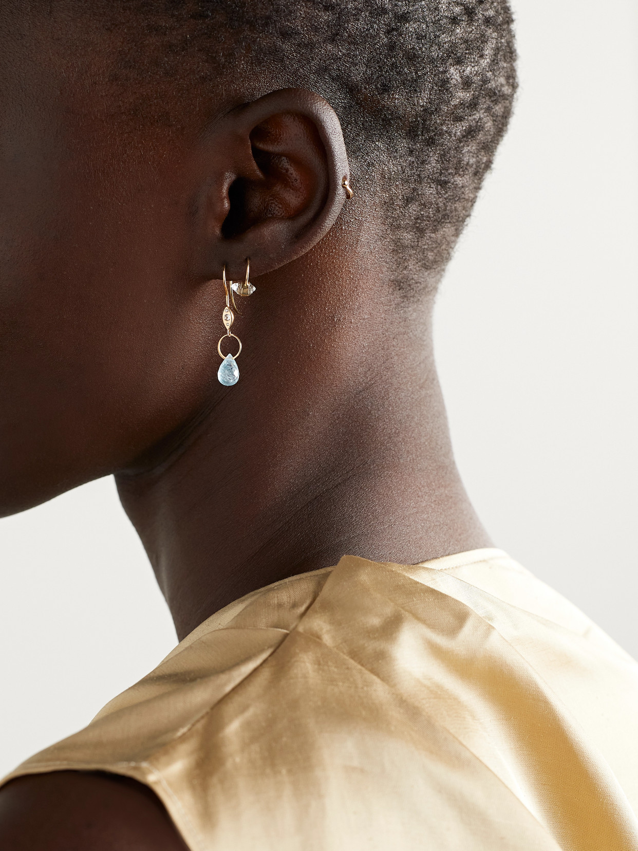 Shop Melissa Joy Manning 14-karat Recycled Gold, Aquamarine And Diamond Earrings