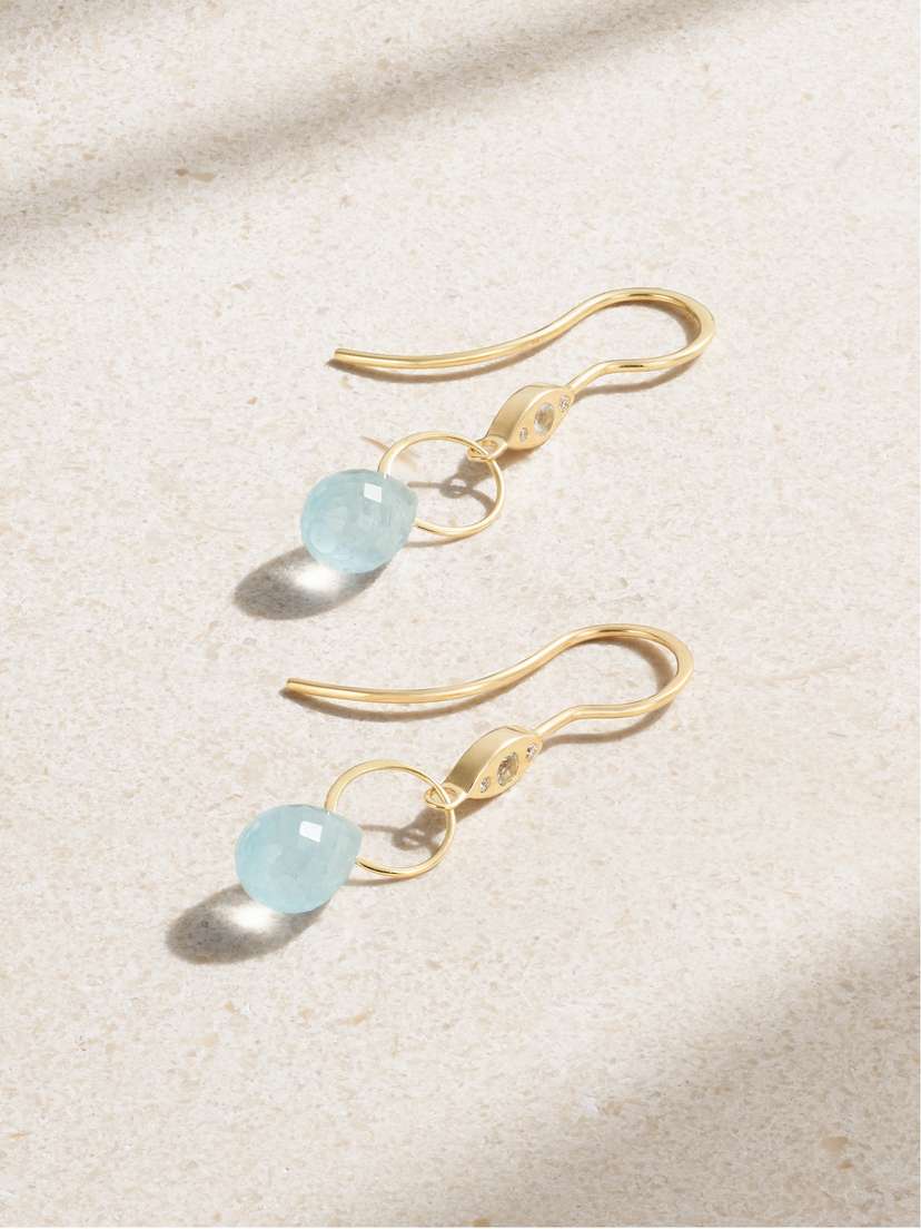 Melissa Joy Manning 14-karat Recycled Gold, Aquamarine And Diamond Earrings