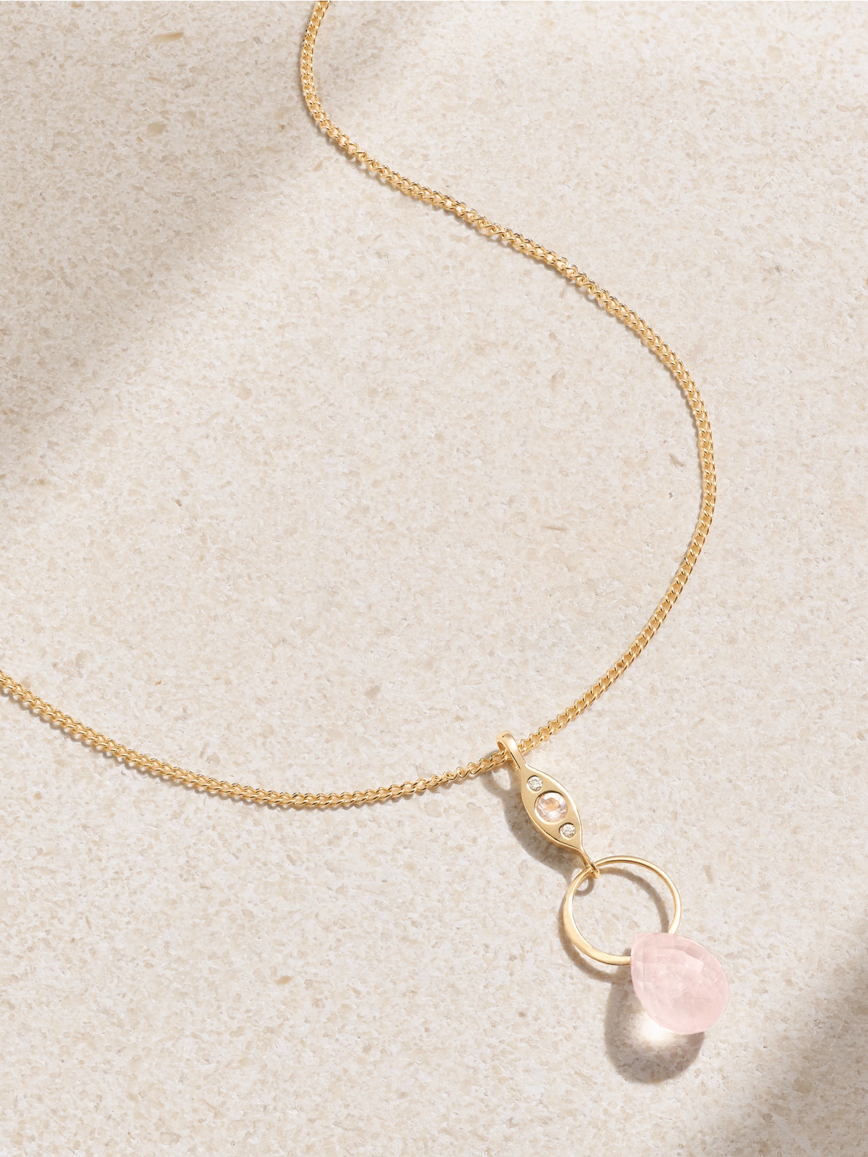 Melissa Joy Manning 14-karat Recycled Gold, Rose Quartz And Diamond Necklace