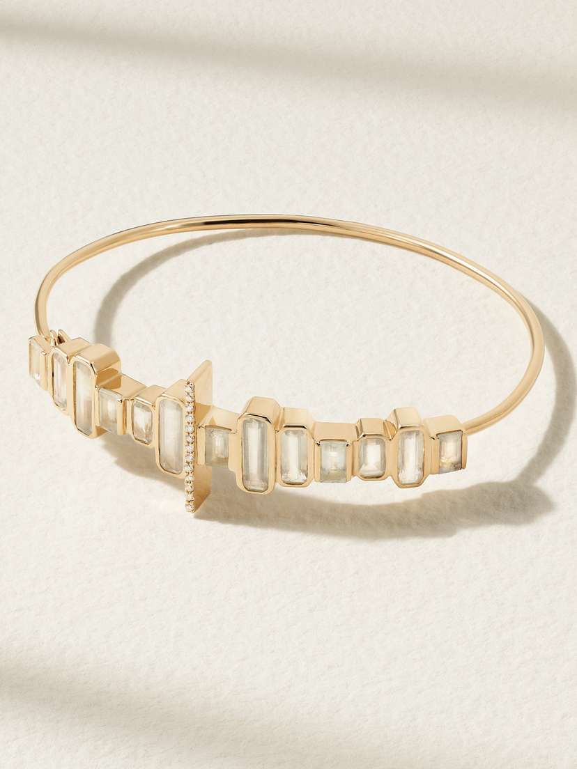 Melissa Joy Manning Cityscape 14-karat Recycled Gold, Aquamarine And Diamond Bracelet