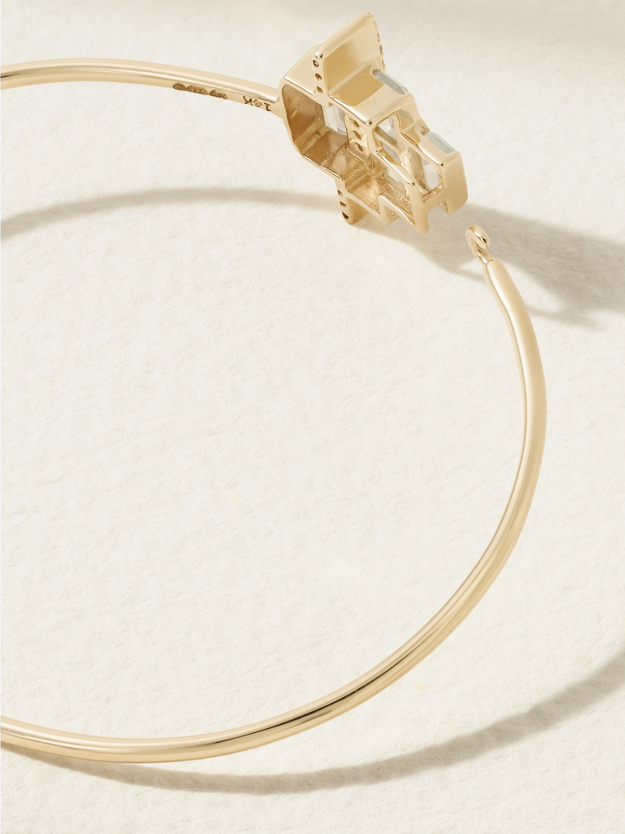 Melissa Joy Manning Cityscape 14 Karat Recycled Gold, Aquamarine And Diamond Cuff In Gold