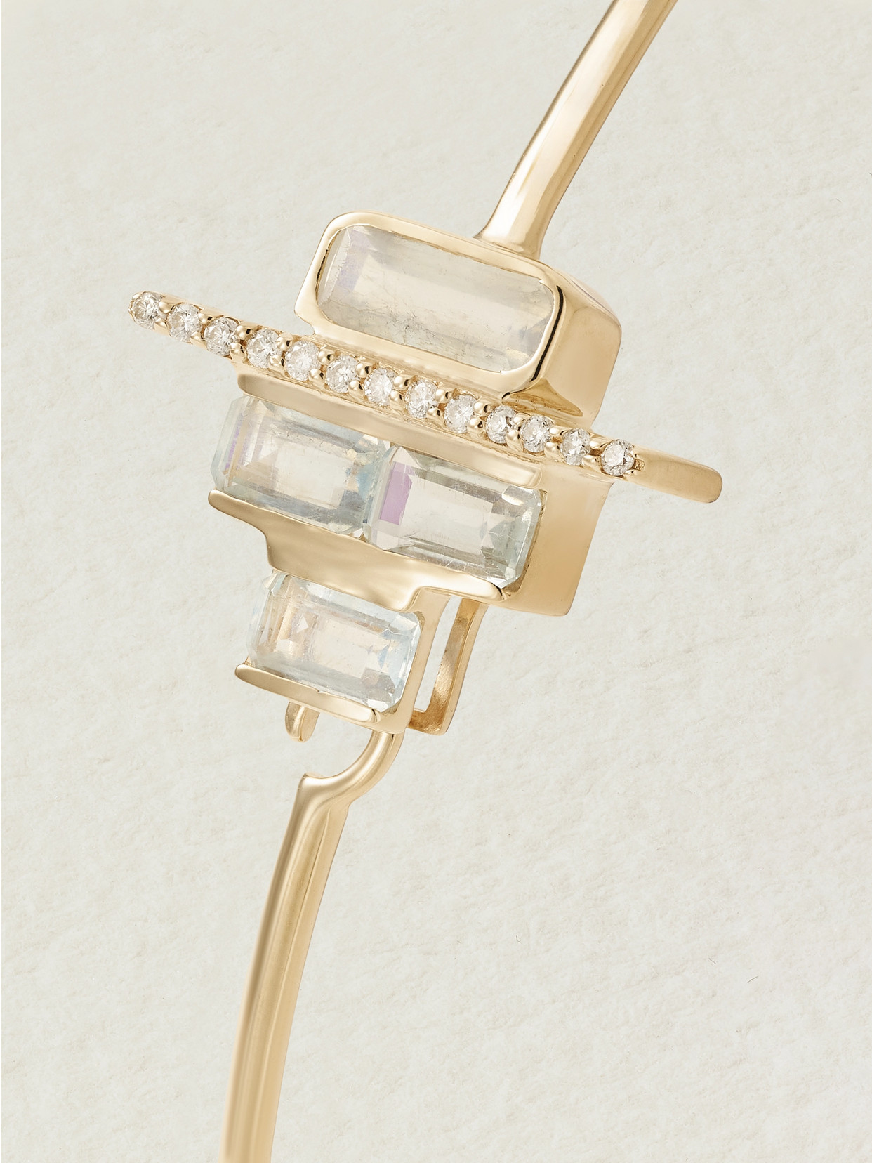 Melissa Joy Manning Cityscape 14 Karat Recycled Gold, Aquamarine And Diamond Cuff In Gold