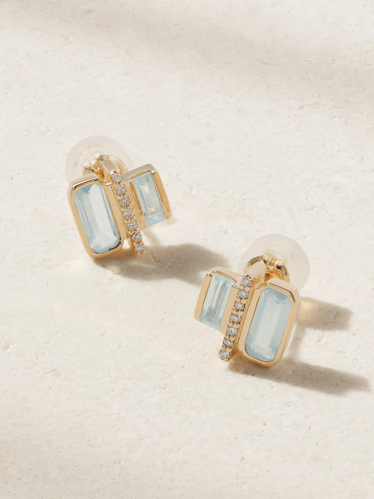 Melissa Joy Manning Cityscape 14-karat Recycled Gold, Aquamarine And Diamond Earrings