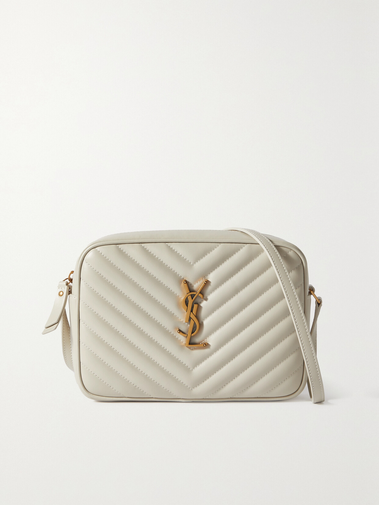 Saint Laurent Lou Medium Quilted Leather Shoulder Bag In Cream