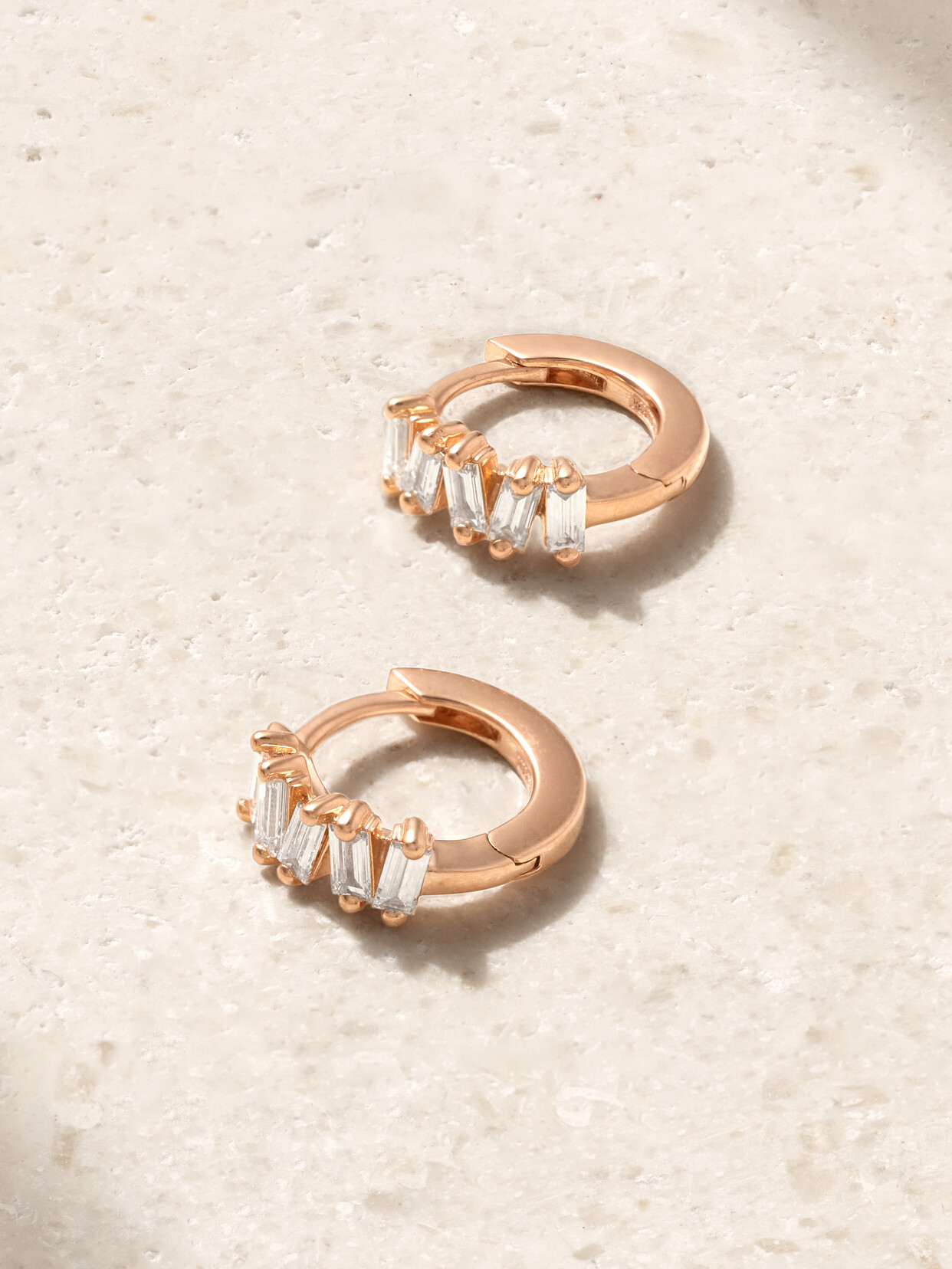 Suzanne Kalan 18-karat Rose Diamond Hoop Earrings