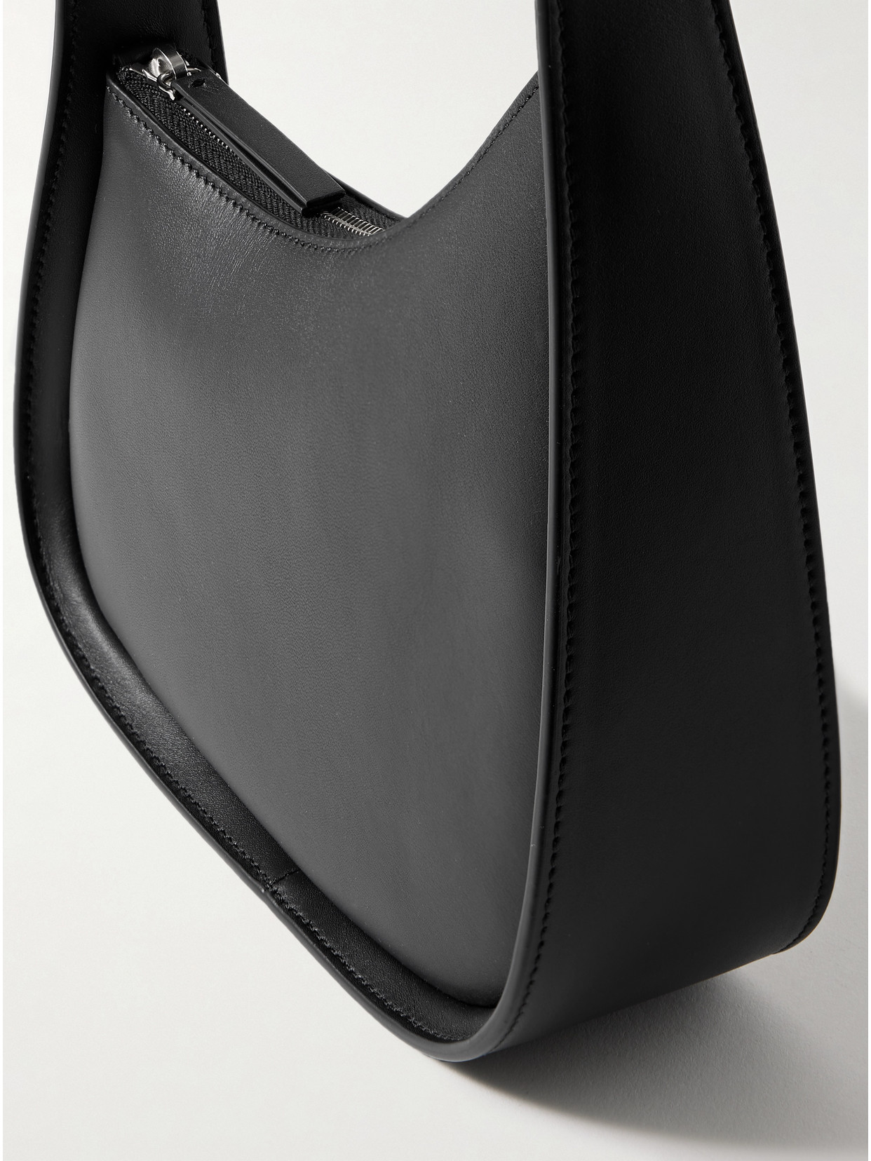 The Row Leather Half Moon Shoulder Bag In Black
