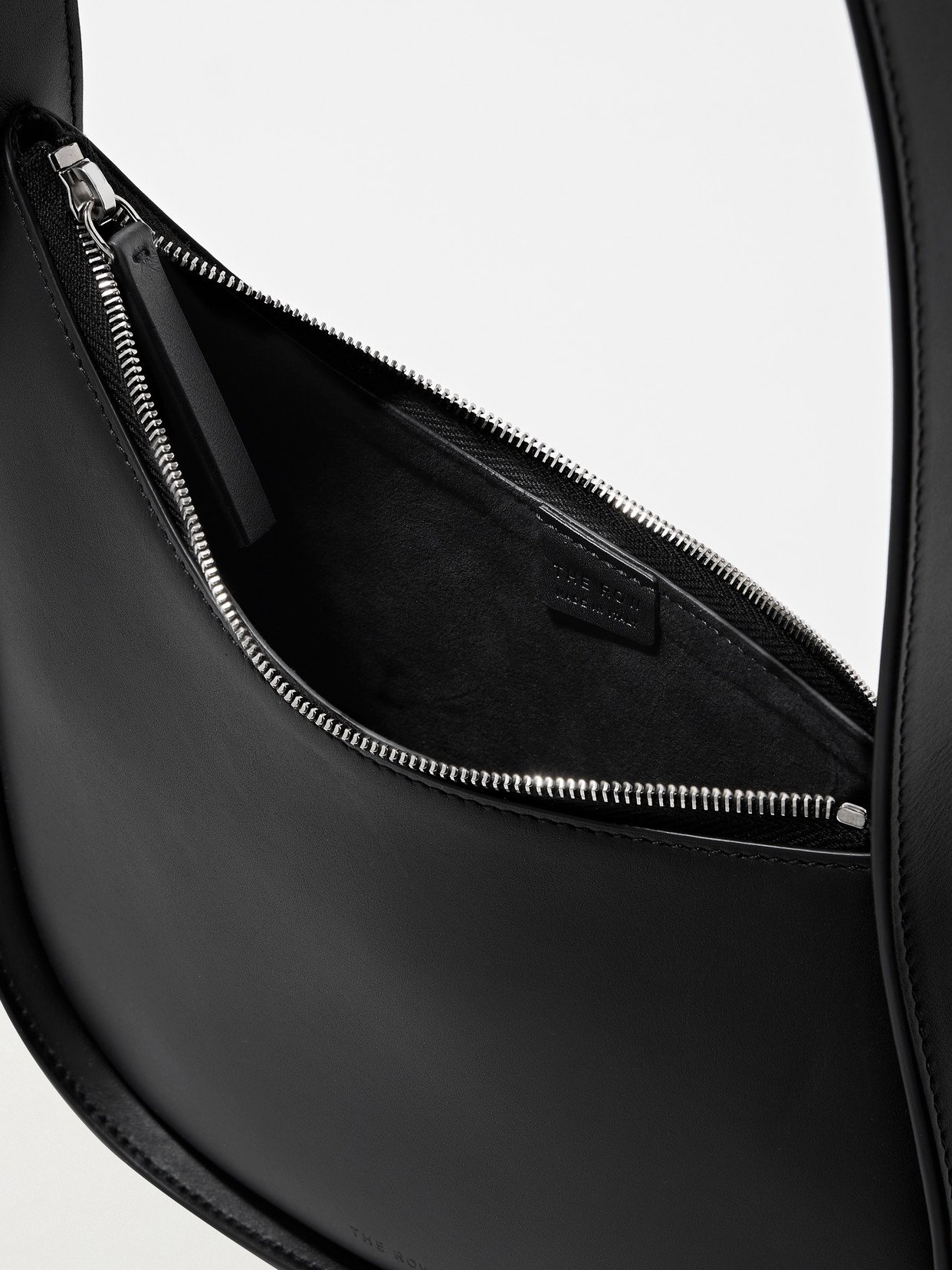 The Row Leather Half Moon Shoulder Bag In Black