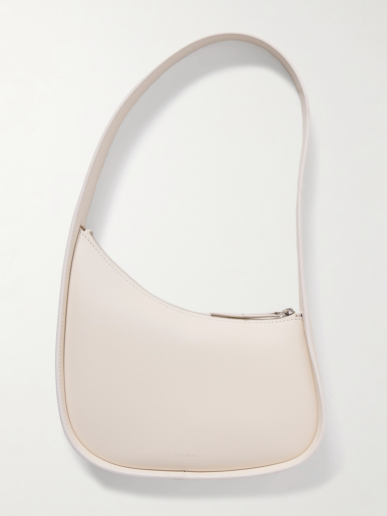 The Row Half Moon Leather Shoulder Bag In White