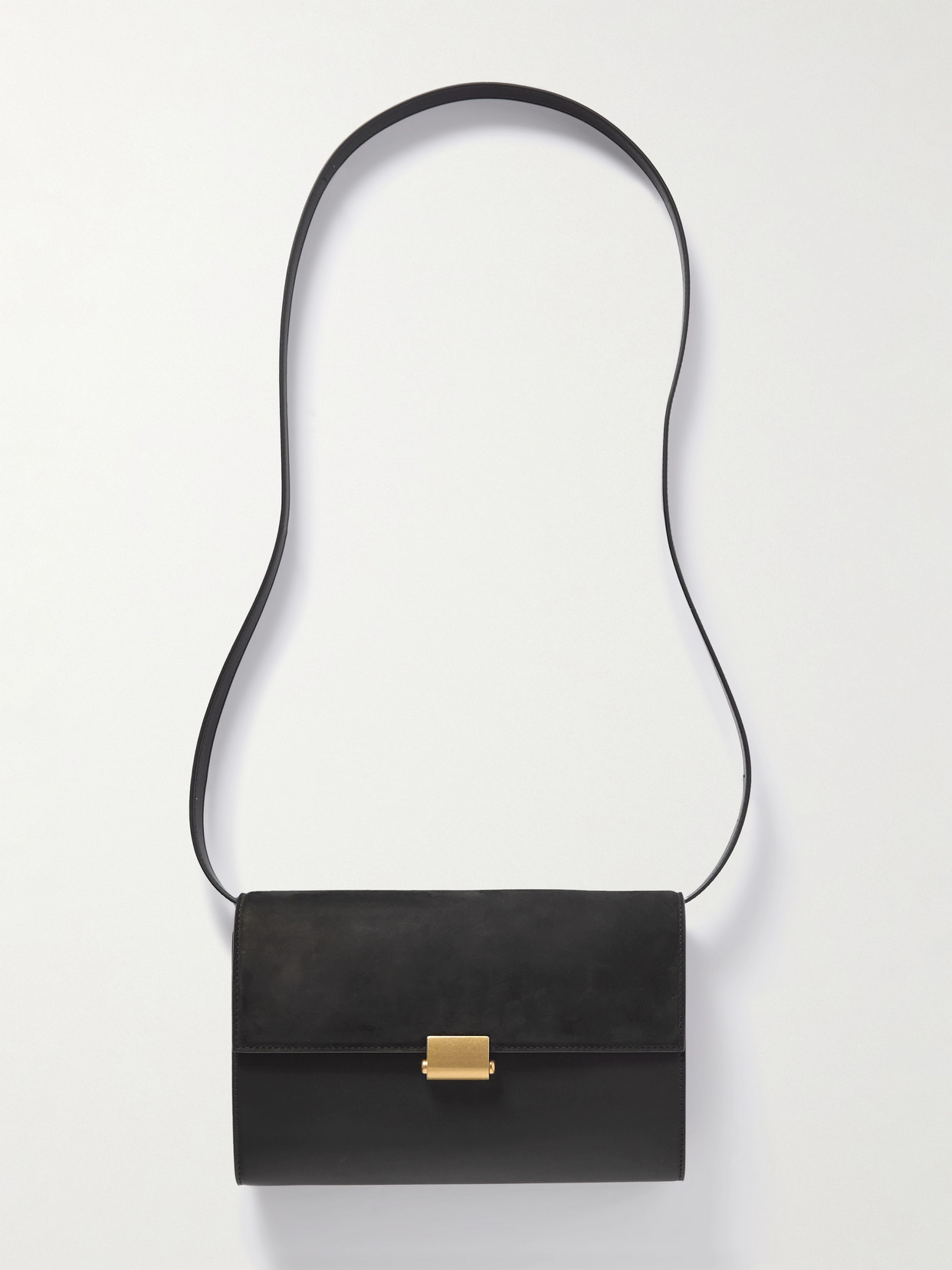 The Row Laurie Suede And Leather Crossbody Bag In Black