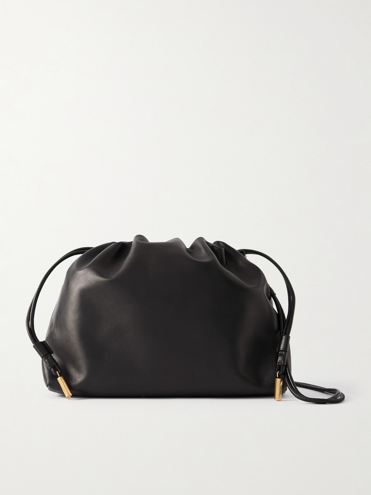 The Row Angy Leather Shoulder Bag In Black