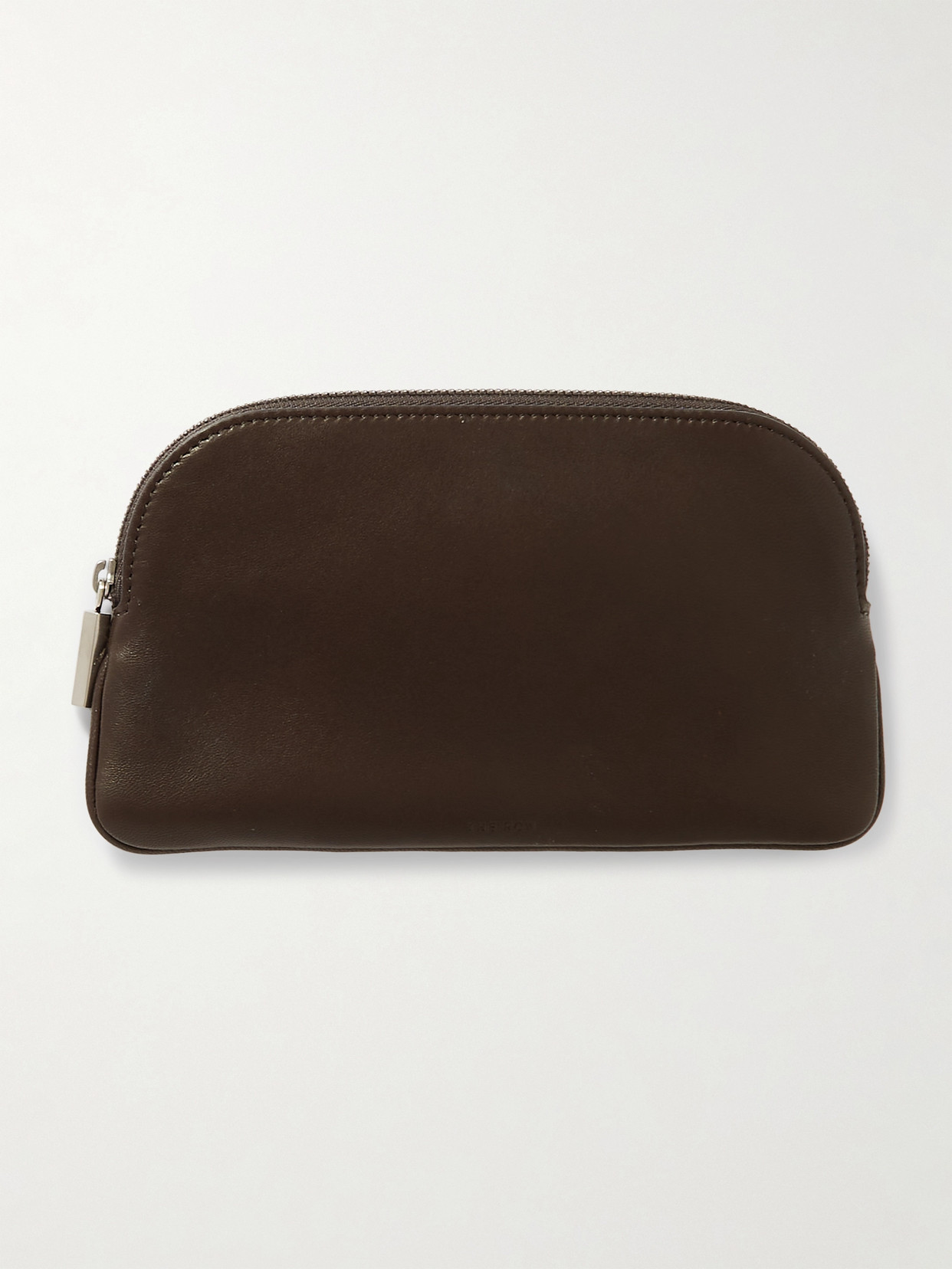 The Row E/w Circle Leather Pouch In Brown