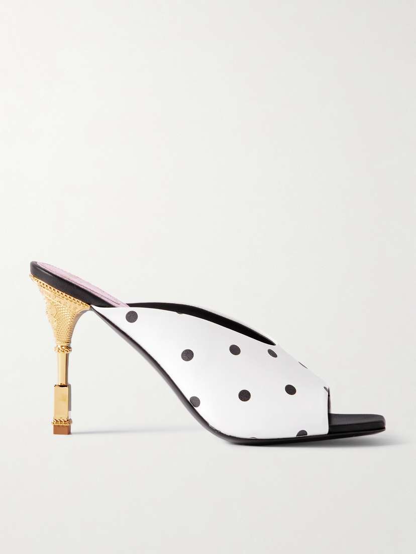 Balmain Polka-dot Leather Mules