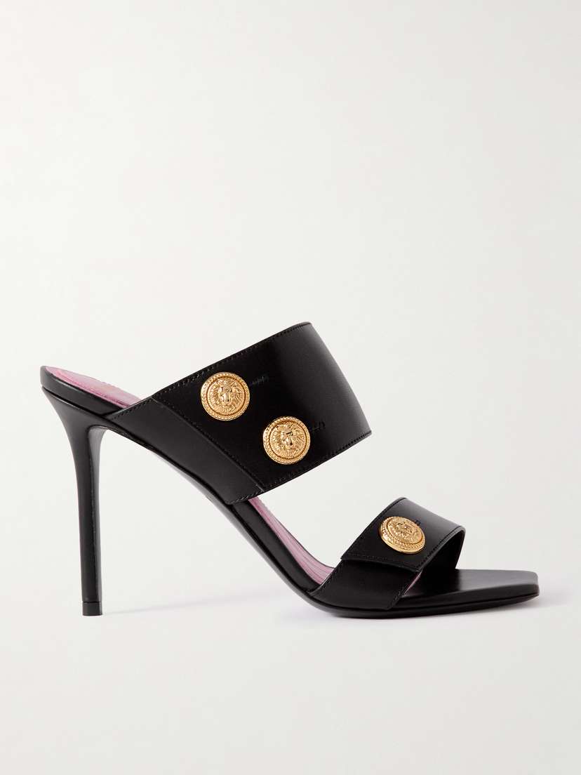 Balmain Eva Button-embellished Leather Sandals
