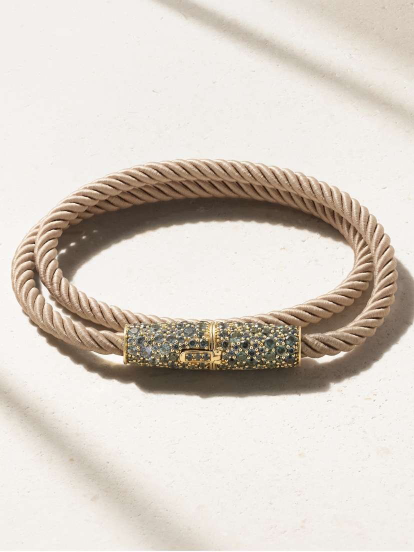 Emily P. Wheeler 18-karat Recycled Gold ,silk And Sapphire Bracelet