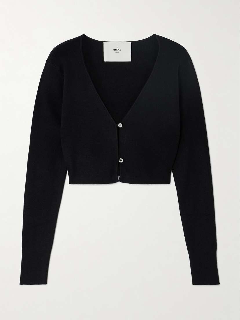 Arch4 Veronica Cropped Ribbed Silk And Cashmere-blend Cardigan