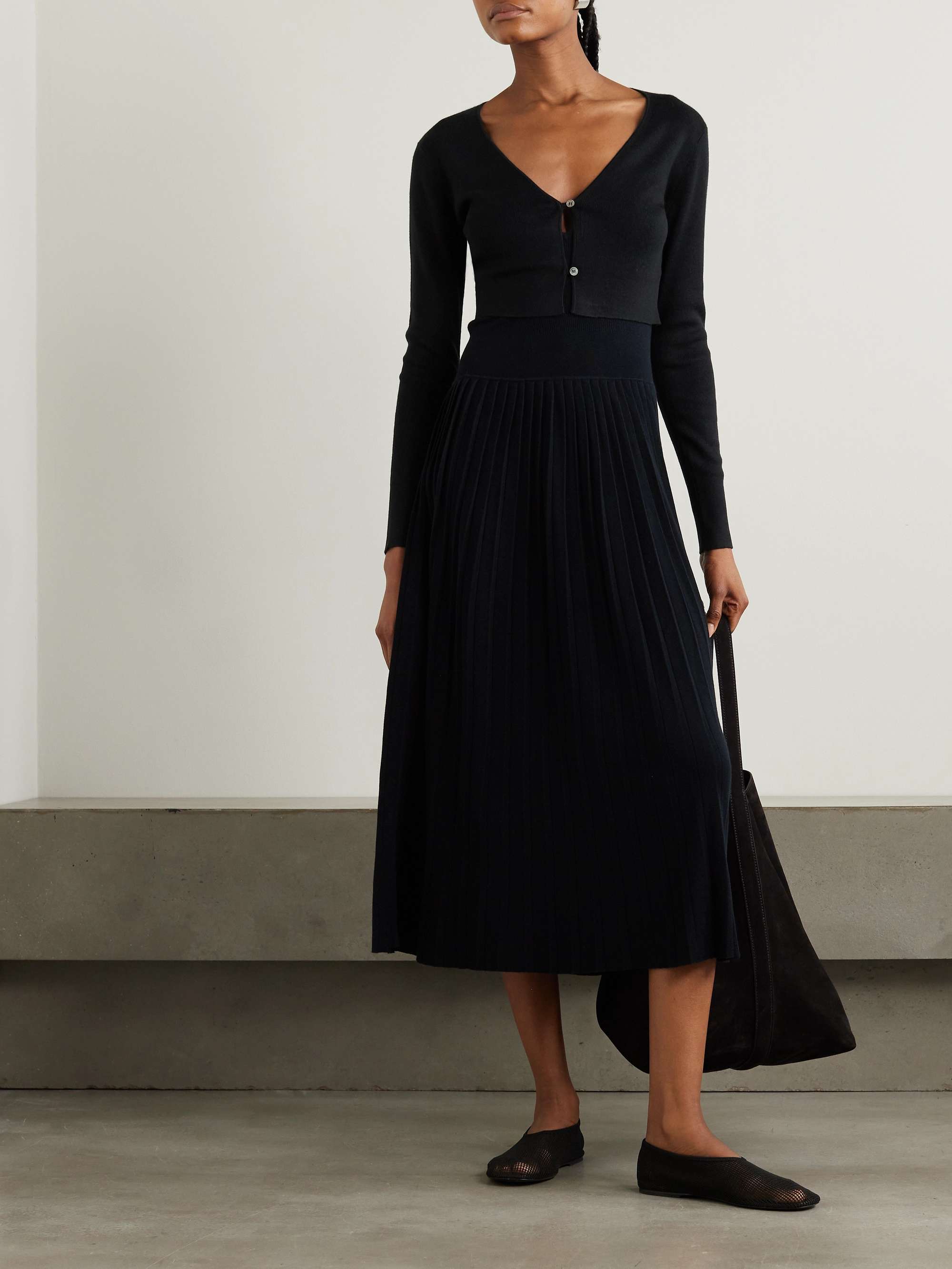 ARCH4 Veronica cropped ribbed silk and cashmere-blend cardigan