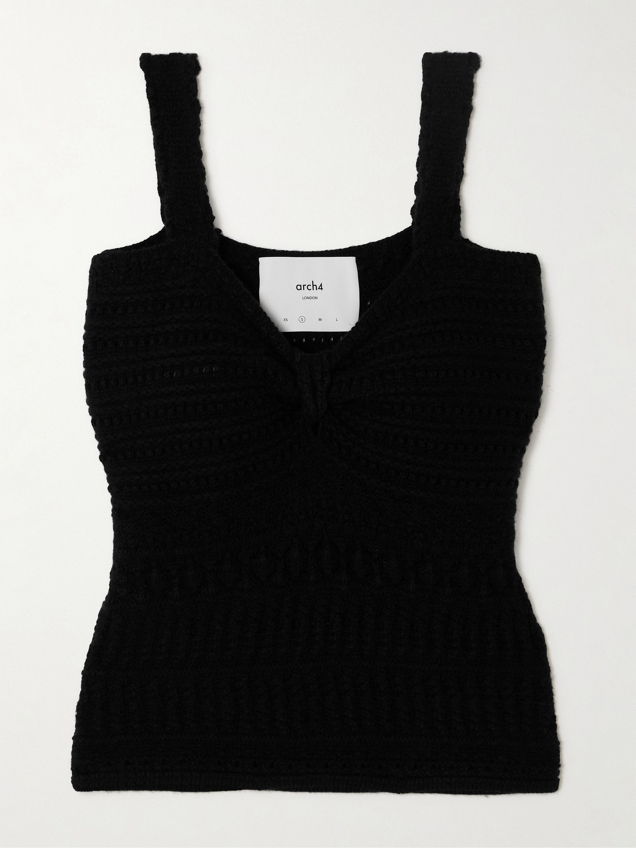 Arch4 Jodie Knotted Cable-knit Silk And Organic Cashmere-blend Top In Black