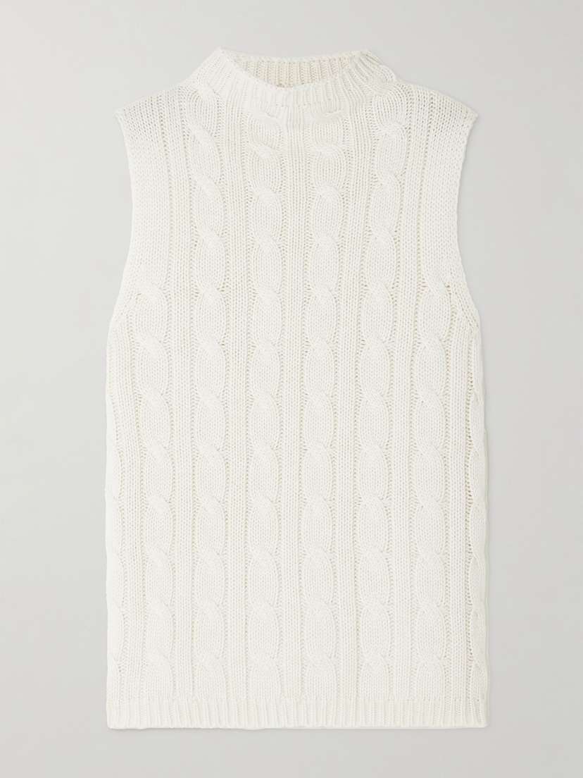 Arch4 Cassie Cable-knit Silk And Organic Cashmere-blend Tank - x small