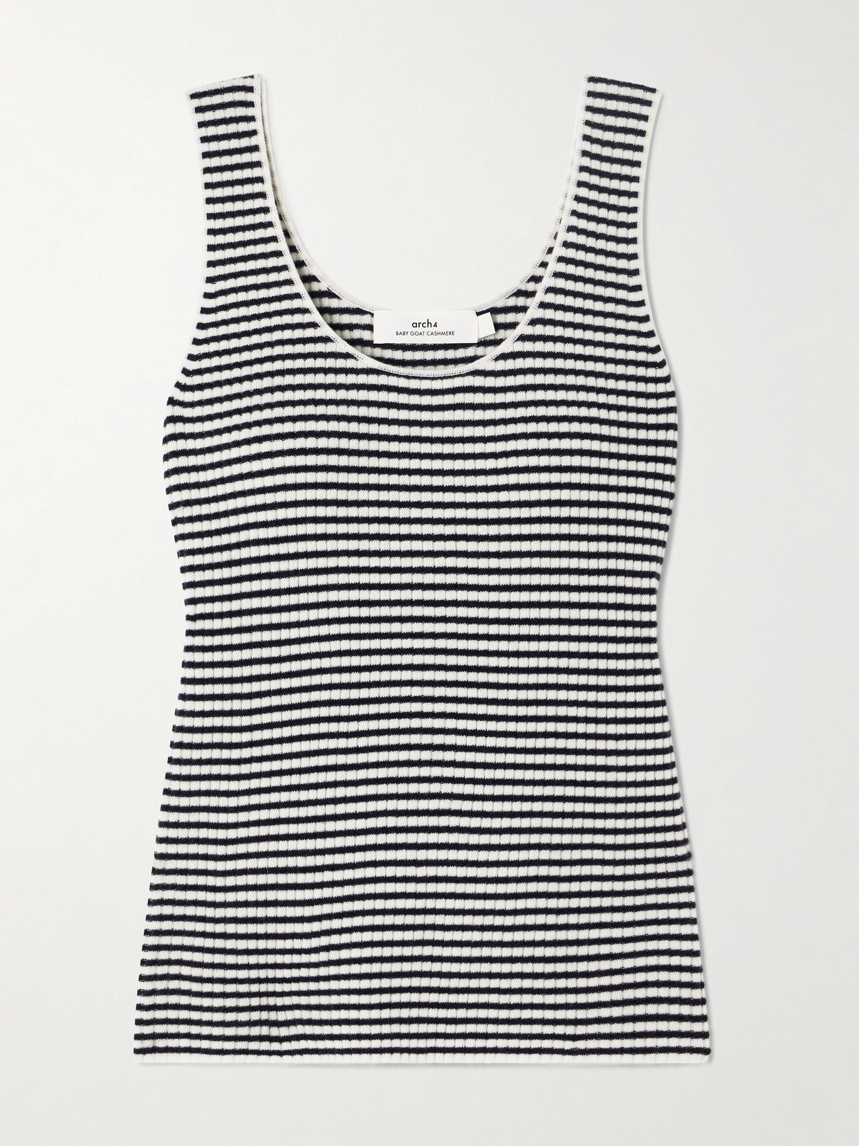 Arch4 Bebbington Striped Ribbed Cashmere Tank In Blue