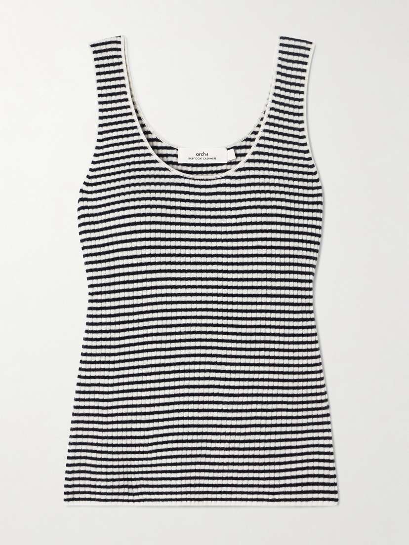 Arch4 Bebbington Striped Ribbed Cashmere Tank