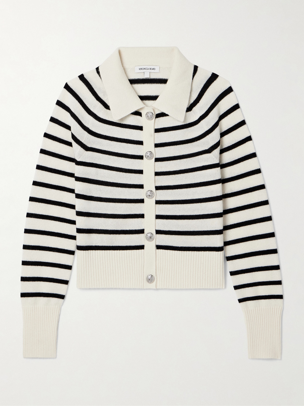 Shop Veronica Beard Cheshire Striped Cashmere Cardigan In Multi