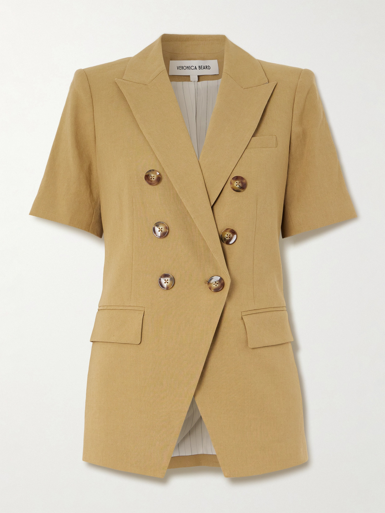 Veronica Beard - Atwood Dickey Double-breasted Linen-blend Jacket - Brown