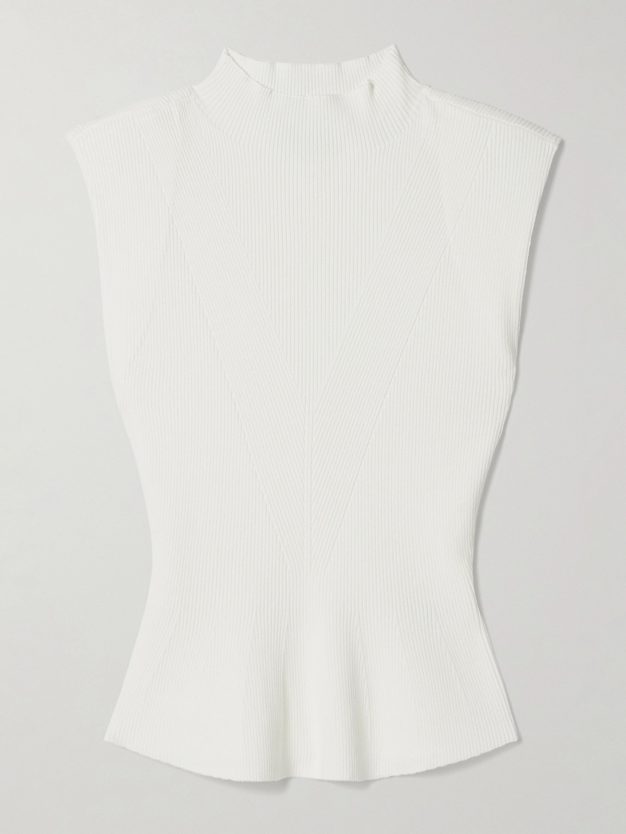 Veronica Beard Cio Ribbed-knit Top - White