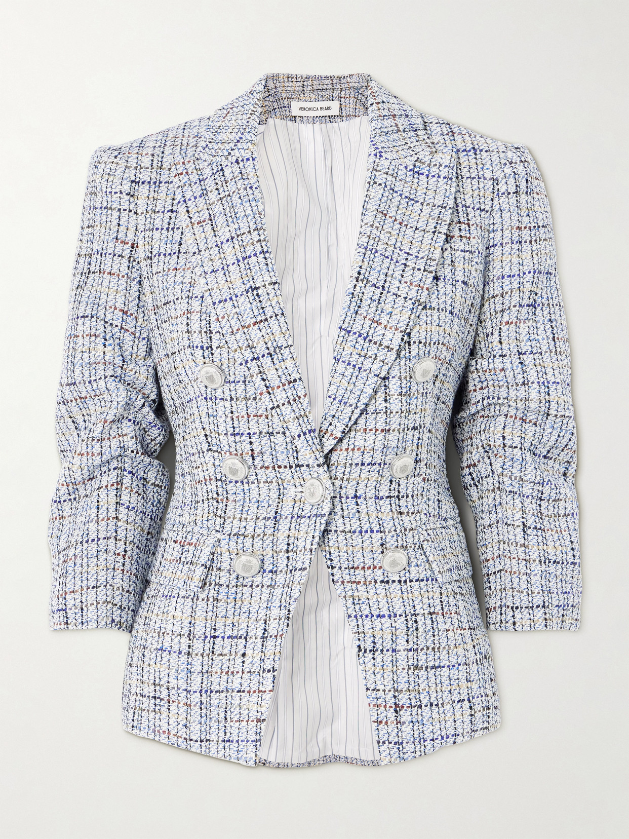 Veronica Beard Ryland Dickey Checked Metallic Cotton-blend Tweed Blazer In Blue