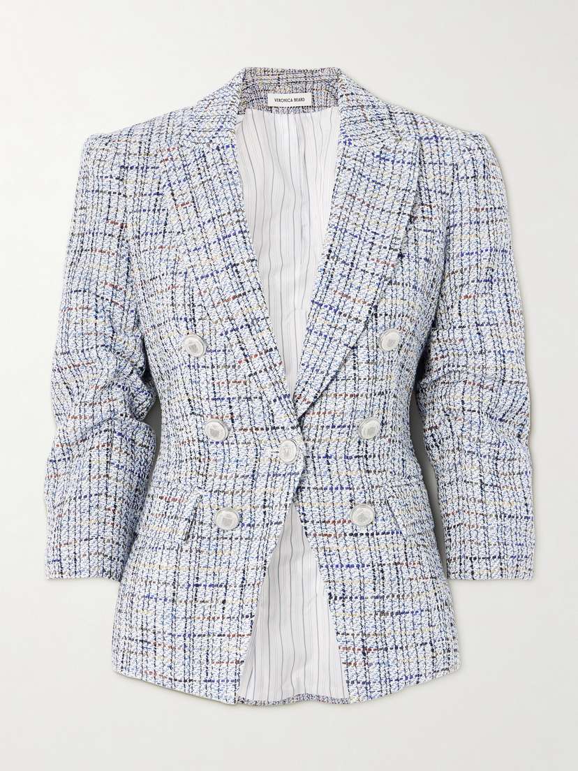 Veronica Beard Ryland Dickey Checked Metallic Cotton-blend Tweed Blazer