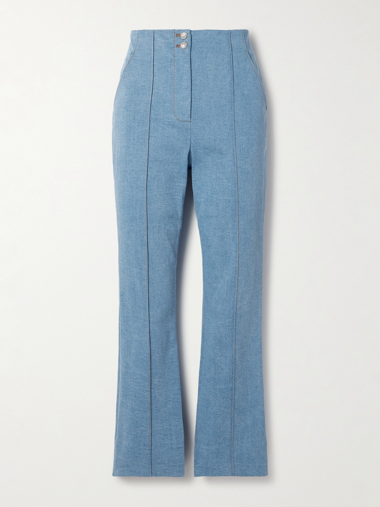 Shop Veronica Beard Kean Cropped High-rise Flared Jeans In Blue