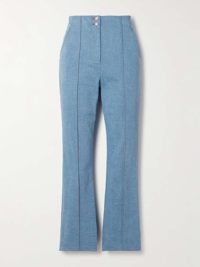 Veronica Beard Kean Cropped High-rise Flared Jeans