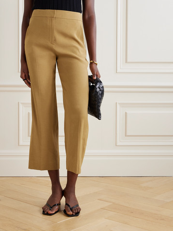 Veronica Beard Brixton cropped linen-blend wide-leg pants