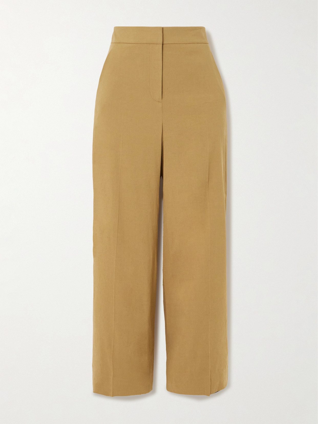 Veronica Beard Brixton Cropped Linen-blend Wide-leg Pants In Camel