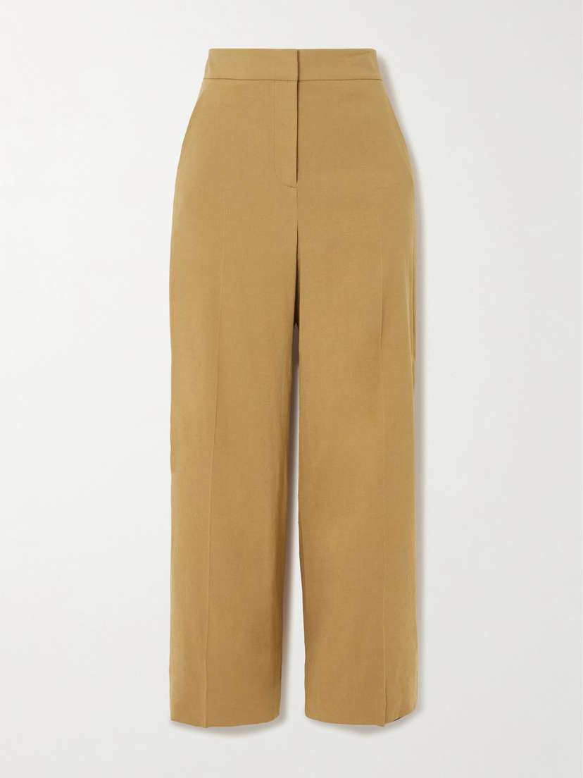 Veronica Beard Brixton Cropped Linen-blend Wide-leg Pants