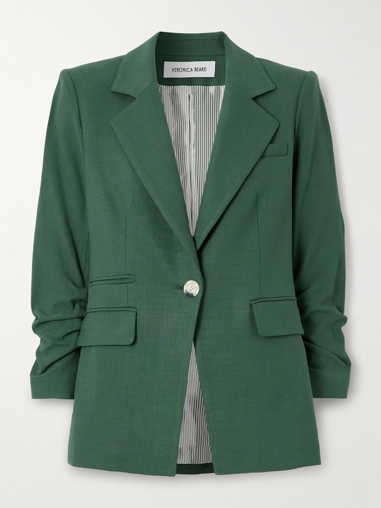 Shop Veronica Beard Battista Dickey Gathered Voile Blazer In Green