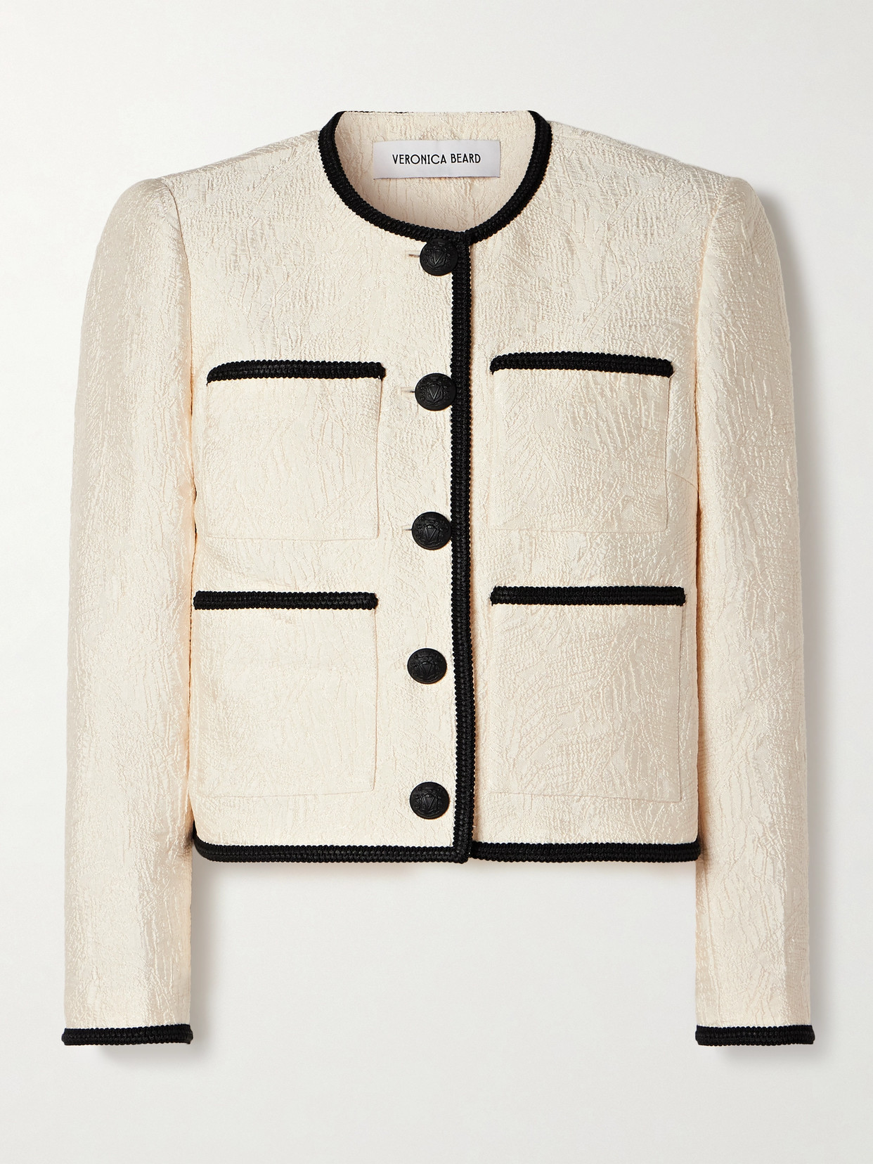 Shop Veronica Beard Darla Cloqué Jacket In Ecru