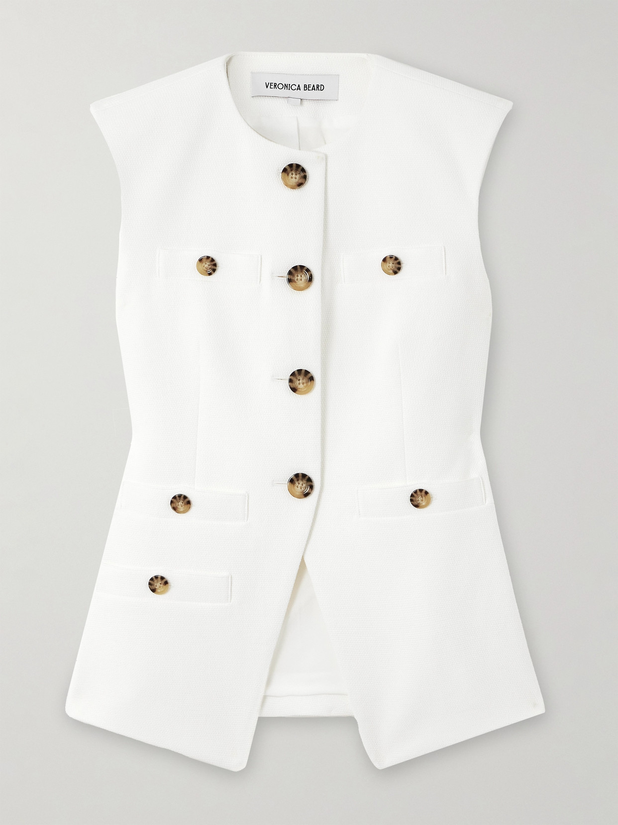 Shop Veronica Beard Tamara Cotton-blend Piqué Vest In White