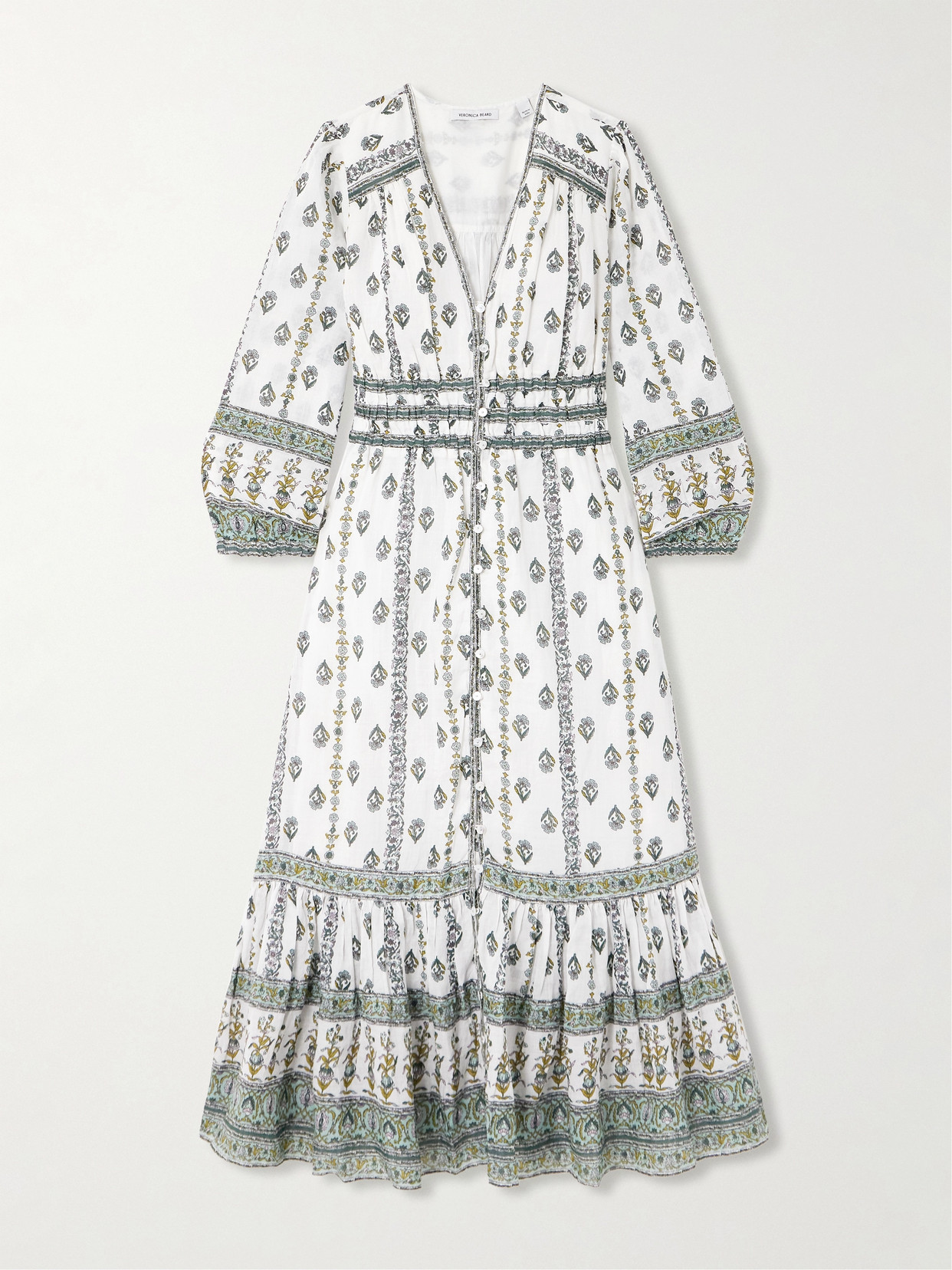 VERONICA BEARD CASTELLA FLORAL-PRINT RAMIE MIDI DRESS