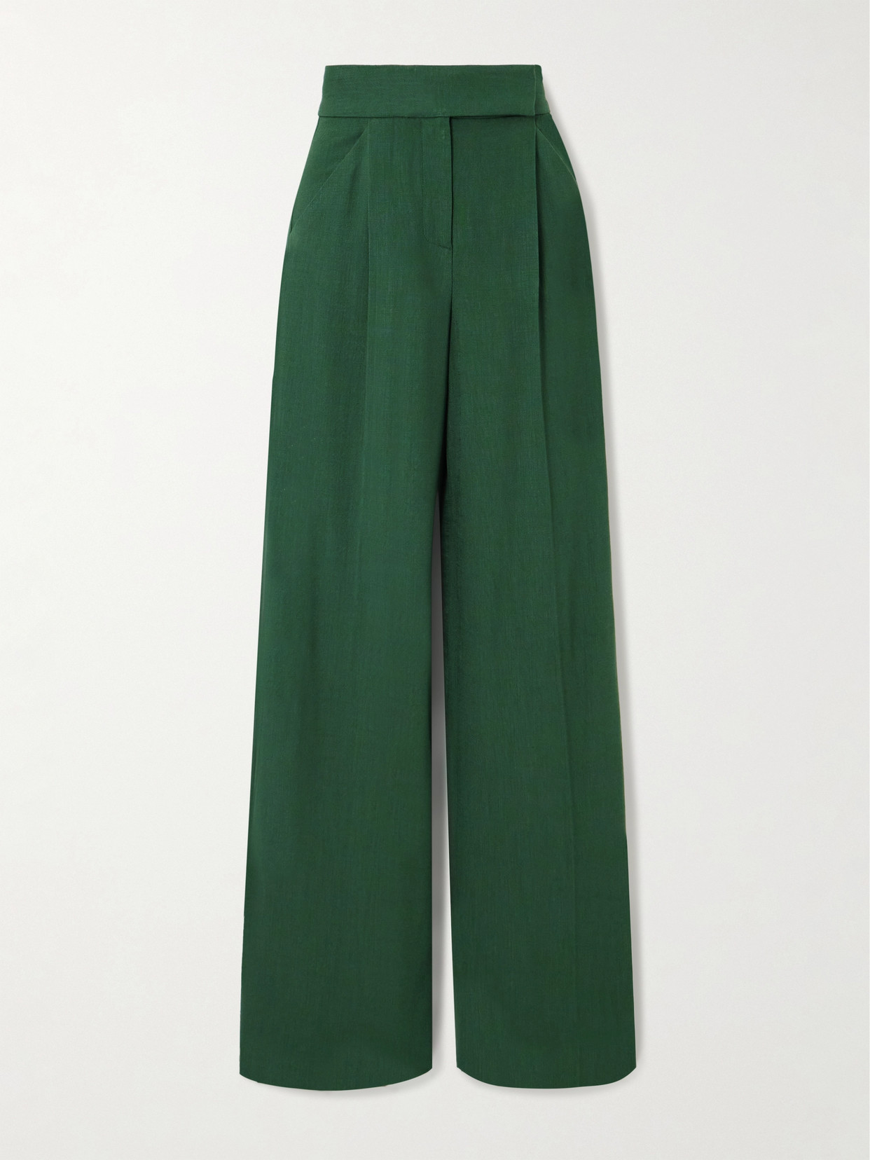 Veronica Beard Marbeau Pleated Voile Wide-leg Pants In Green