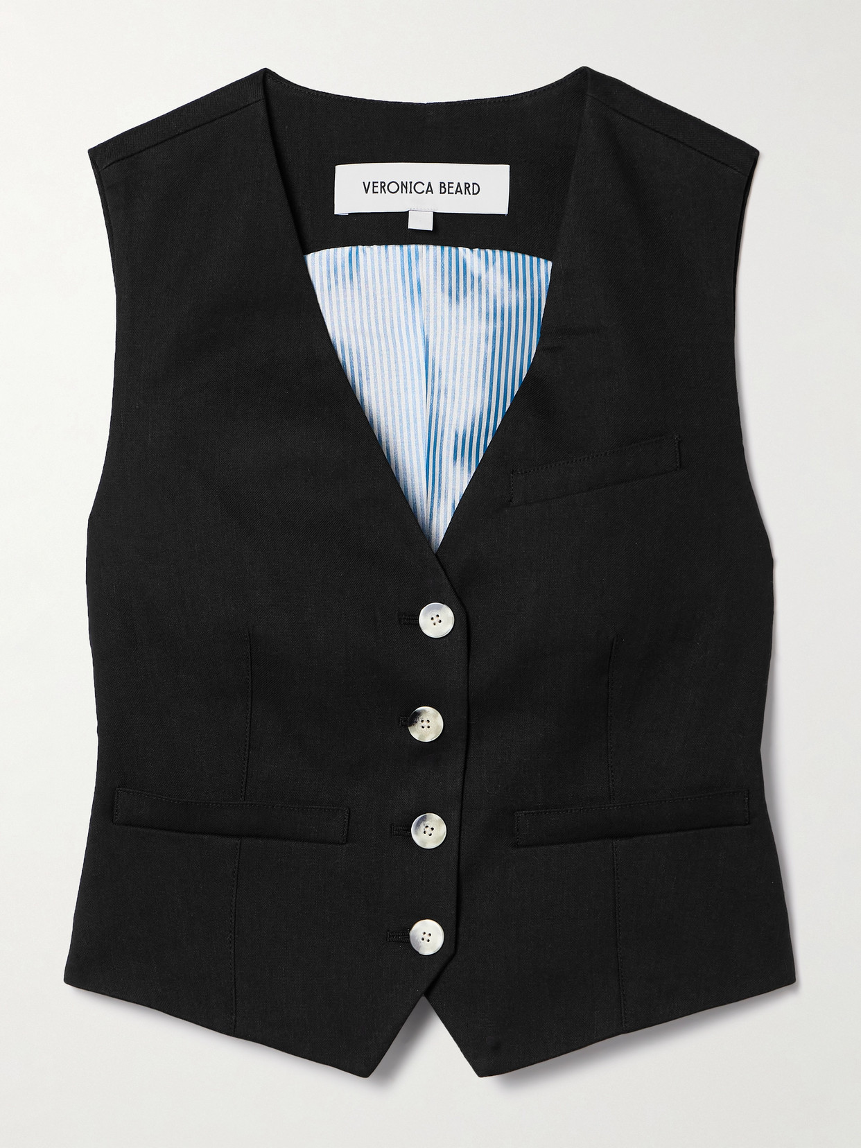 Veronica Beard Bennett Linen-blend Vest In Black