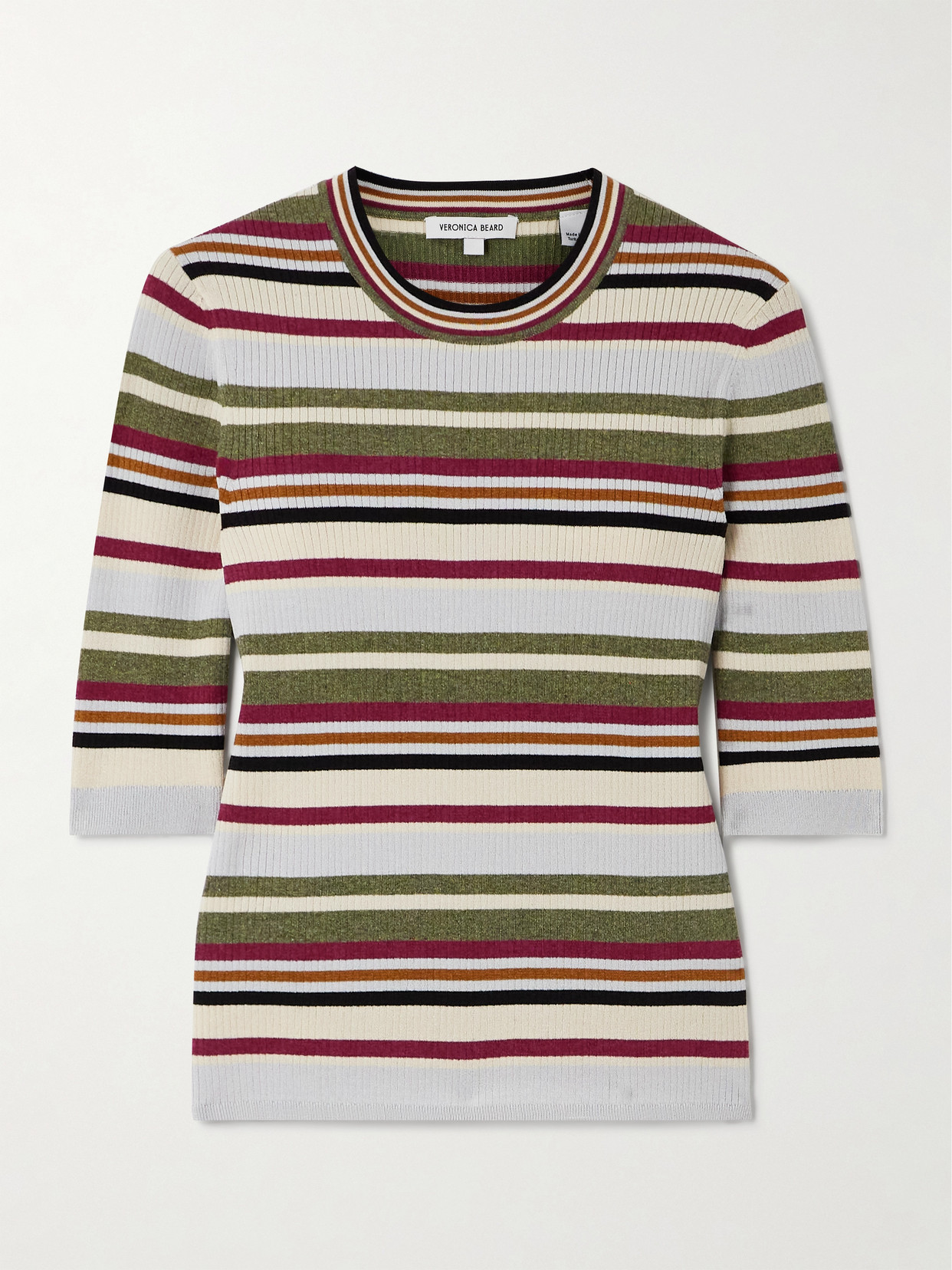 Shop Veronica Beard Kavya Striped Ribbed-knit Sweater In Multi