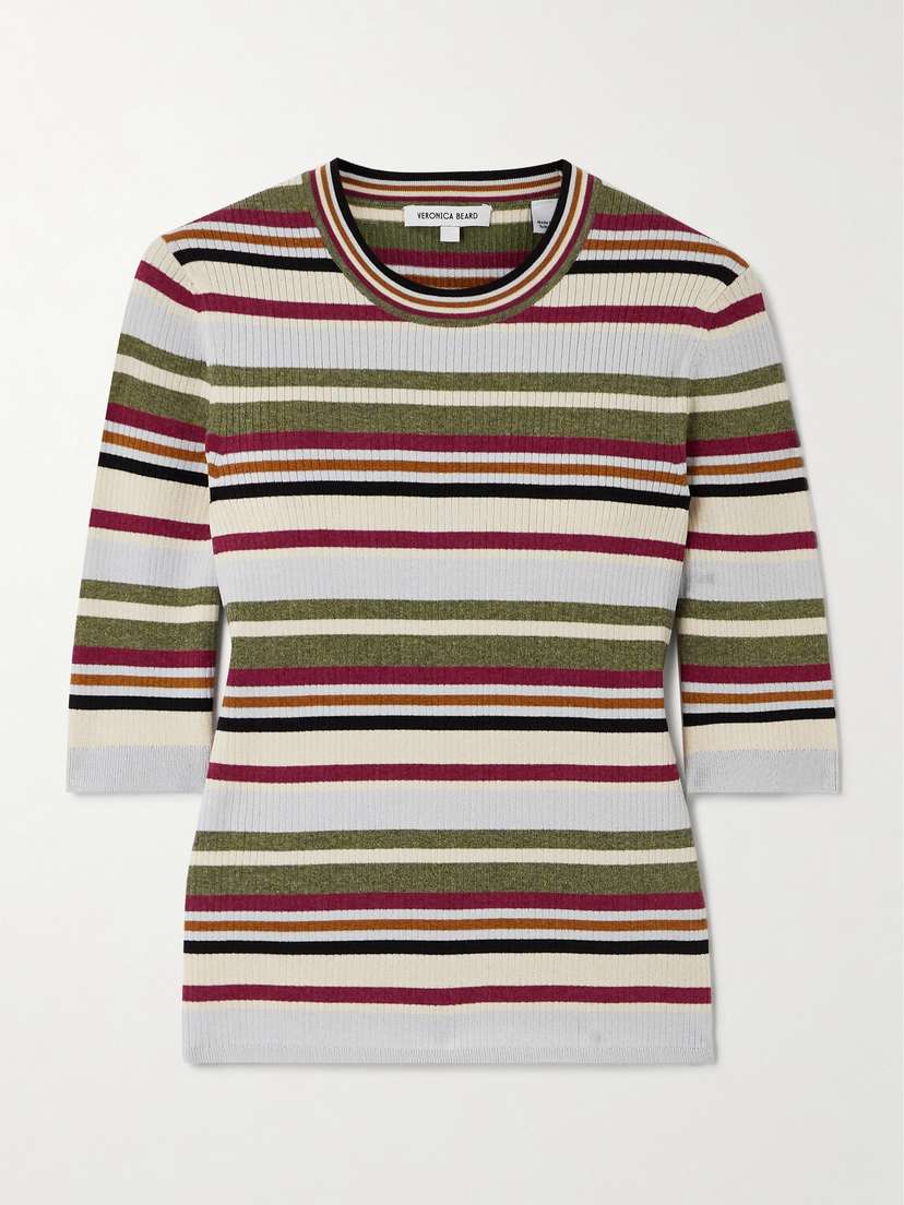 Veronica Beard Kavya Striped Ribbed-knit Sweater
