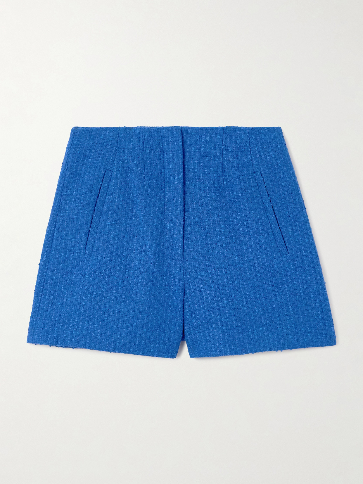 Shop Veronica Beard Jazmin Cotton-blend Bouclé-tweed Shorts In Blue