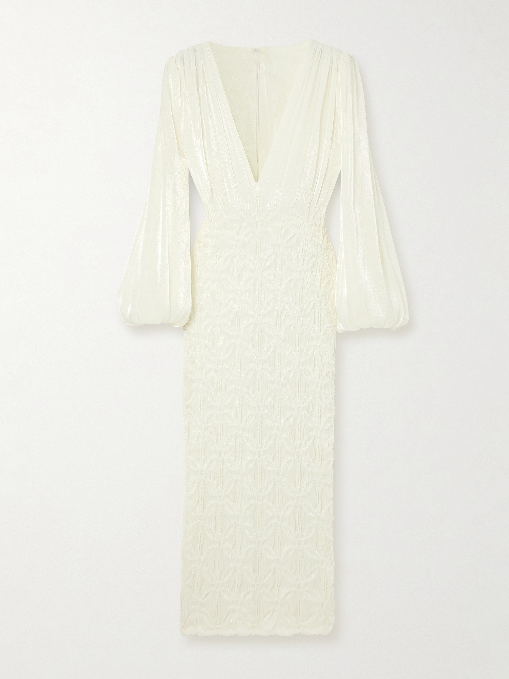 Costarellos Zosia smocked metallic georgette midi dress thumbnail