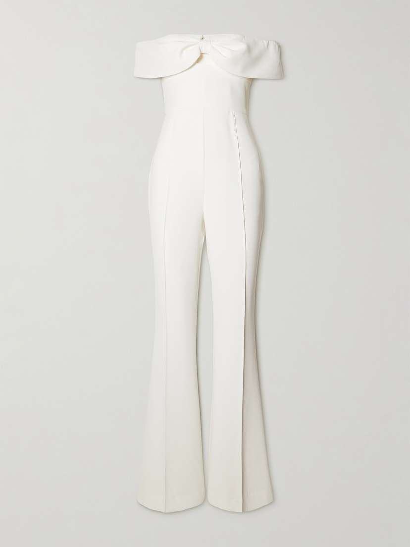 Self-Portrait Bow-detailed Crepe Jumpsuit - UK 6