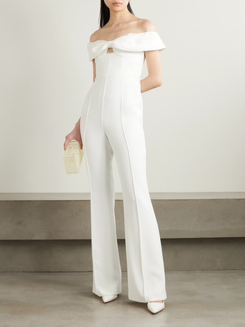 self-portrait Bow-detailed crepe jumpsuit
