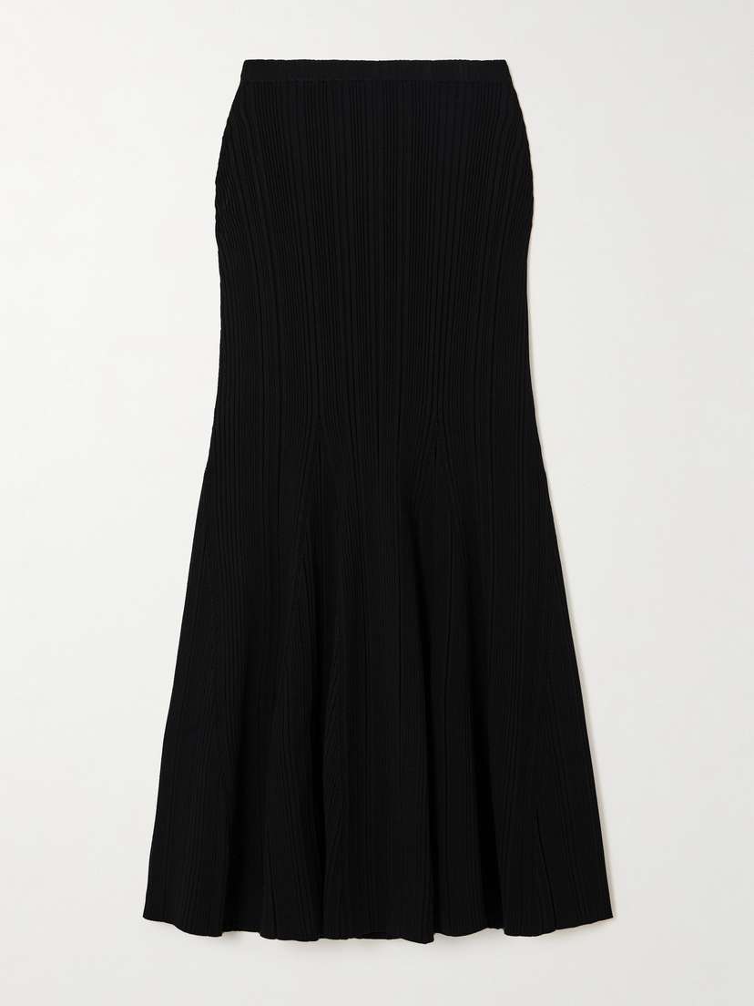 Self-Portrait Ribbed-knit Midi Skirt