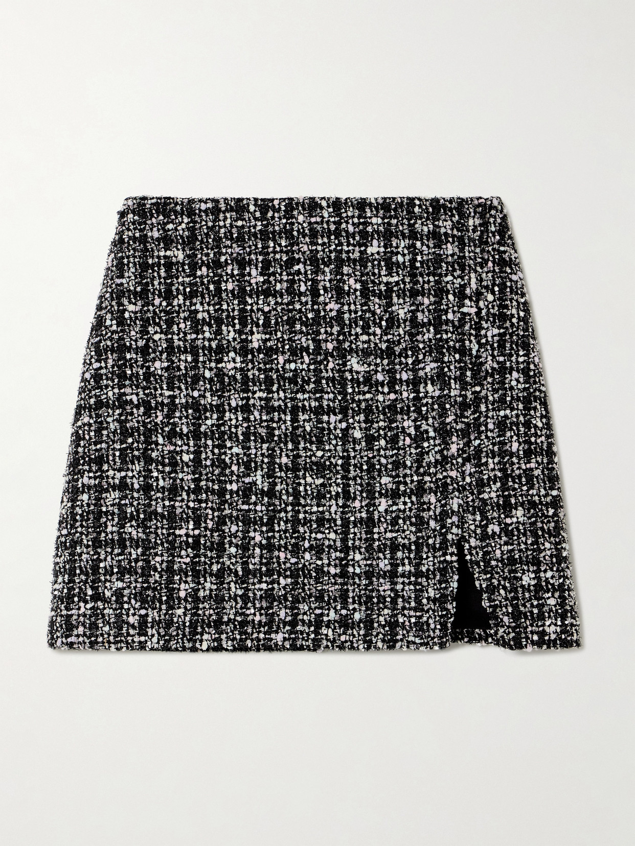 Self-portrait Metallic Bouclé-tweed Mini Skirt In Black