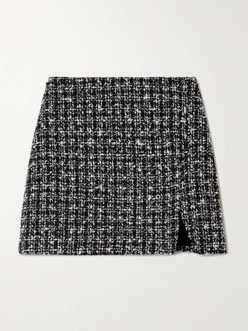 Self-Portrait Metallic Bouclé-tweed Mini Skirt