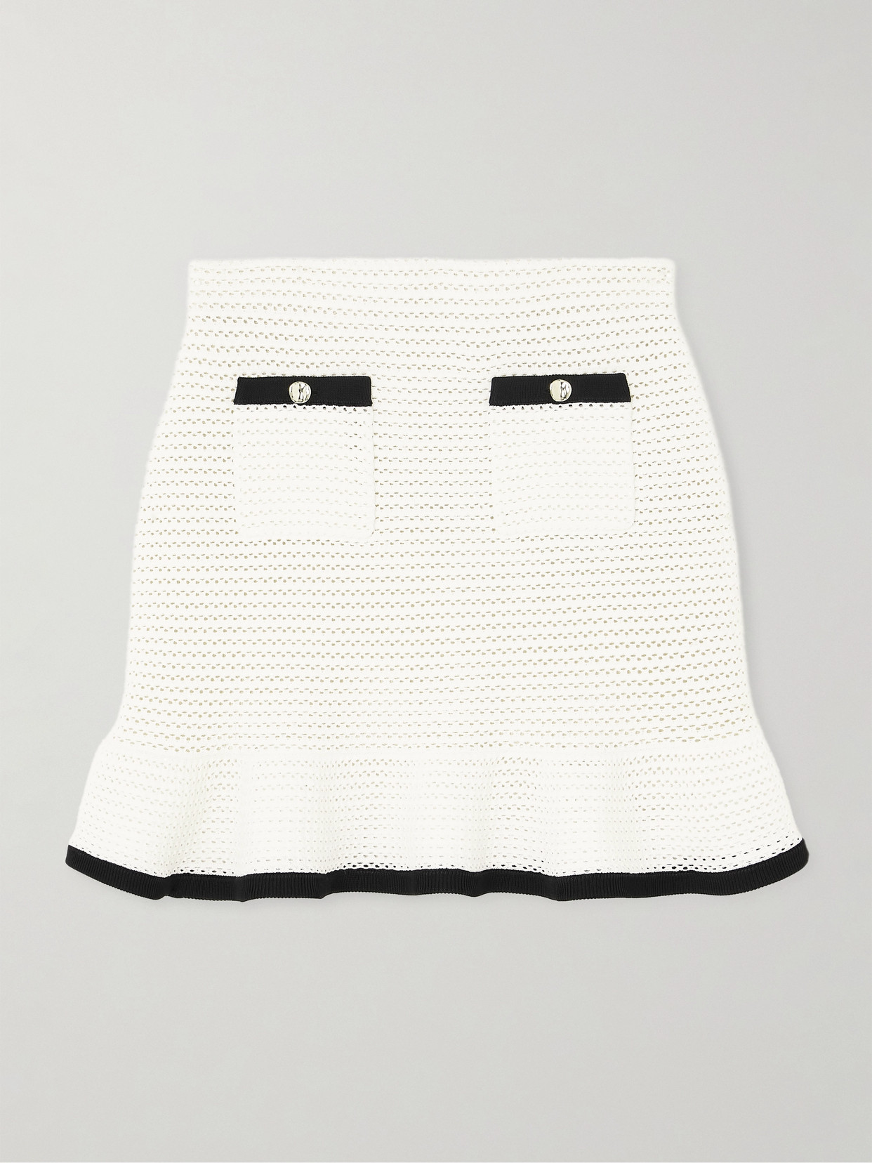 Self-portrait Sequin-embellished Crocheted Mini Skirt In White